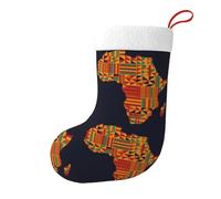 African Textile Patterns Large Christmas Stocking 17.7", Xmas Gift Sock for Family, Hanging Stocking, Party Decor