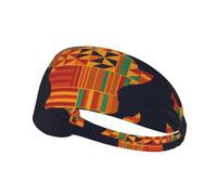 African Textile Patterns Printed Wide Headband for Women, Non Slip Moisture Wicking, Yoga Running Workout Sweat Band Gym