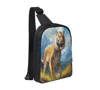 African tigers Durable Chest Pack,Crossbody Bag with Water-Resistant Oxford Fabric, Design for Travel,Hiking,Daily Use