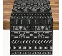 African Traditional Geometric Table Runner Black and White Tribal Ethnic Tapestries Home Decor for Living Room Bedroom Farmhouse Apartment Dorm 13"x36"