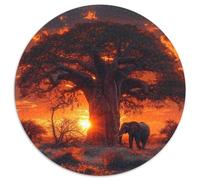 African Tree Sunset Jigsaw Puzzles. 1000pcs (67.5x67.5cm) Savanna Wildlife Scene Whimsical Challenge Toy for Educational Games Gifts