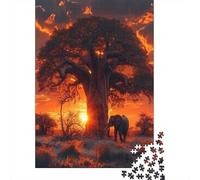 African Tree SunsetPuzzles 1000 Pieces for Adults for Adults 1000 Piece Puzzle Educational Challenge Games Home DecoratioSavanna Wildlife Scene