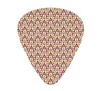 African Triangles Guitar Picks 12 Pack Universal ABS Guitar Picks,Composition of Triangles of Many Sizes Ornamental Motifs from al Cultures,for Acoustic and Electric Guitar,Red Orange Yellow