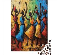 African Tribal Art Jigsaw Puzzles for Adults And Kids. 1000 Pieces People Dancing in The Club Whimsical Challenge Toy Educational Game Home Decor 70x50cm/1000pcs