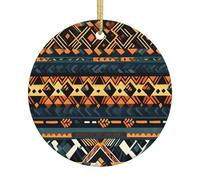 African Tribal Ethnic Texture A 2.9-inch Ceramic Christmas Ornament with a Printed Pattern Perfect for windowsills porches and Living Rooms