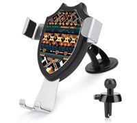 African Tribal Ethnic Texture Car Phone Mount 3-in-1 Universal Air Vent/Dashboard/Windshield Holder with 360° Rotatable Cell Phone Stand Head Quick One Touch Release for 4.0-6.0 Inch Smartphones