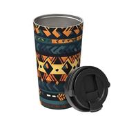 African Tribal Ethnic Texture Carry An Insulated Coffee Mug. Stylish 500ml Thermos That Keeps Drinks Hot For Hours, Perfect For Coffee, Tea And More.