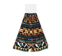 African Tribal Ethnic Texture Coral fleece hand towel, super absorbent hanging kitchen towel, children's adult bathroom kitchen hanging hand towel