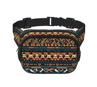 African Tribal Ethnic Texture Fitness travel shoulder bag, fashionable and casual waist bag, square double-layer waist bag, Black, One Size, Black, One Size