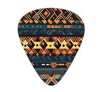 African Tribal Ethnic Texture Guitar Picks 12 Pack Assorted Thickness-0.46mm 0.71mm 0.96mm Medium Thin Heavy Celluloid Style Picks for Acoustic Electric Guitar Ukulele