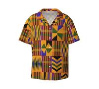 African Tribal Ethnic Texture Men's Casual Short-Sleeved Shirt - Breathable Fabric, Comfortable Fit, Versatile Style, Fashionable Shirt, Summer Clothing, Classic Design Black