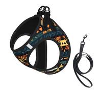 African Tribal Ethnic Texture Print Soft Pet Harness and Leash Set, Adjustable Mesh Puppy Vest Harness for Small Small Large Dogs and Cats