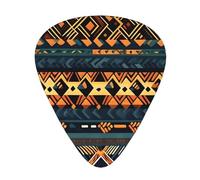 African Tribal Ethnic Texture printed guitar picks, 12-piece set with thin, medium, and thick styles, comes with a storage case