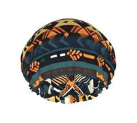 African Tribal Ethnic Texture Printed shower cap, reusable, double-layered design, suitable for women to wrap their hair, wash their face, and apply face masks.
