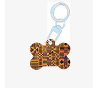 African Tribal Ethnic Texture Printing Dog Tag Bone Shaped Double Sided Pattern Dog Id Tags Bone Shaped Pet Name Tags Dog Collar Tags