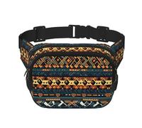 African Tribal Ethnic Texture Square Double Layer Waist Bag Belt - Unisex Everywhere Fanny Pack Purse for Running, Travel, Hiking, Fitness, Black, One Size