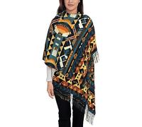 African Tribal Ethnic Texture Womens Fall Winter Scarf Cashmere Tassel Scarves Long Knit Shawl Wraps Soft Warm Blanket for Any Outfit