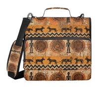 African Tribal Pattern 1.5-Inch 3-Ringing Zippered Binder Bag with Strap Includes Zip Pocket School Supplies Organizer for Middle Student