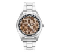 African Tribal Pattern Men’s Watch Analog Quartz Wristwatch Stainless Steel Business for Office