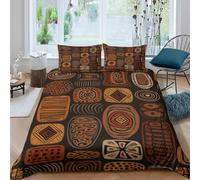 African Tribal Patterns, Mainly Earth Tones Duvet Cover Set 3D Print Bedding Pattern Microfibre With Pillowcase For Kid Teens Adults King（220x240cm）