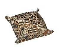 African Tribal Print Leather Catchall Tray,Desk Organizer for Keys,Wallet, Valet Tray for Home,Office