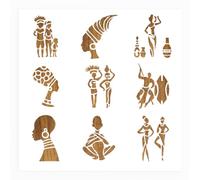African Tribal Stencils for Painting on Wood, 9 Pieces 6 x 6 inch, Canvas, Paper, Fabric, Walls and Furniture, African Stencil, Home Décor, Reusable DIY Art and Craft STENCILAIR