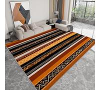 African Tribal Style Machine Washable Area Rug 140 x 200 cm, Geometric Moiré Stripes Non-slip Carpet Non-shedding Rug for Living Room Bedroom Dining Room Hallway Kitchen - kids & Pet Friendly Carpet