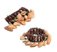 African Tribal Style Nut Shell Bracelets, Natural Seed Shell Dance Rattle Wristbands, Handmade Shaker Bells Percussion Instrument Accessories for Dance, Yoga, ASMR, African Drum Accompaniment