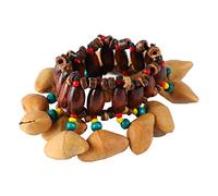 African Tribal Style Nuts Handbell Drum, Nut Shell Percussion Instrument, Lightweight Solid Wood Hand Chain Bracelet with Clear Sound, Musical Accessories for Kids and Adults