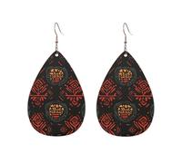 African Tribal Symbols Printed Droplet Shaped Acrylic Personalized Earrings, Suitable For Wearing In Various Occasions