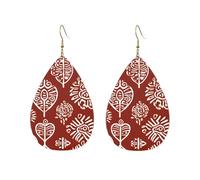 African Tribal Symbols Printed Droplet Shaped Acrylic Personalized Earrings, Suitable For Wearing In Various Occasions