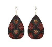 African Tribal Symbols Printed Droplet Shaped Acrylic Personalized Earrings, Suitable For Wearing In Various Occasions