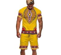 African Tribal T-Shirt and Shorts Set Men's Dashiki Shorts Tracksuit Outfits
