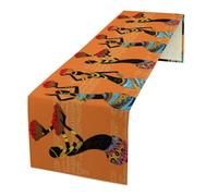 African Tribal Table Runner, African American Women Table Runner Decor for Dinning Room Kitchen Home Vintage Pattern Table Runner Decorations for Holiday Party, 13X36Inches