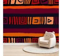 African Tribal Totem Ethnic Photo Mural - 400 x 280 cm Non-Woven Premium Fleece Wall Mural - High Definition Art Print Teen Bedroom Game Room Decoration Environmental Friendly Photo Wallpaper