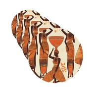 African Tribal Woman Car Air Fresheners 4 Pcs Round Shape Hanging Car Air Freshener Fragrance Scented Cards Auto Mirror Pendant Aromatherapy Tablets For Car Home Office Closet Bathroom