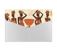 African Tribal Woman File Folder 6-Pocket, Waterproof Accordion File Organizer with Snap Closure, Expanding Document Holder for Office, Home