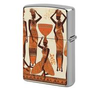 African Tribal Woman Lighter Case Metal Protective Cover with Double-Sided Art Design, Cool Lighters Pouch Shockproof Lighter Cover for Men Women Gifts, Lighters Not Included