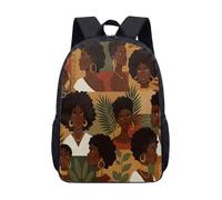 African Tribal Woman Silhouette Headwrap 17 Inch Backpack, Retro Ethnic Art Giraffe School Bag for Kids Teens Student (05)