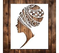 African Tribal Woman Stencil Template - Reusable African Young Girl Lady Stencils for Painting on Wood, Glass, Wall Rock, Walls, Canvas, Glassware, Spray Painting, Airbrushing, Crafts (8.5x11)