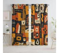 African Tribe Blackout Eyelet Curtains 168x229cm (66x90 inch) Per Panel, 2 Panels, Abstract Geometric Curtains Extra Wide Thermal Insulated Drapes for Large Windows Living Room Bedroom A-4259
