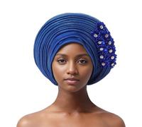 African Turban Cap Nigeria Aoto Gele Head Ties with Flowers for Women Wedding Party Head Wraps