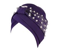 African Turban Hats Headwraps Twisted Head Turbans Turban Head Wrap Braid Beanie Cap Bling Rhinestones Pearls Beanie Cap for Women and Girls UK