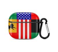 African U.S. Unity Flag Funny Headphone Cases Compatible with AirPods 3 Hard PC Protective Cover with Keychain