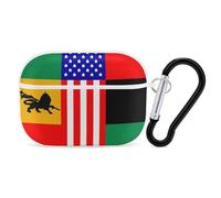 African U.S. Unity Flag Funny Headphone Cases Compatible with AirPods Pro Hard PC Protective Cover with Keychain
