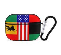 African U.S. Unity Flag Funny Headphone Cases Compatible with AirPods Pro Hard PC Protective Cover with Keychain