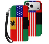 African U.S. Unity Flag Leather Wallet Cell Phone Cases Stand Foldable Flip Cover Phone Case Compatible with iPhone 17/17 Air/17 Pro/17 Pro Max
