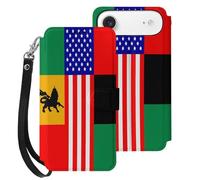 African U.S. Unity Flag Leather Wallet Cell Phone Cases Stand Foldable Flip Cover Phone Case Compatible with iPhone 17/17 Air/17 Pro/17 Pro Max