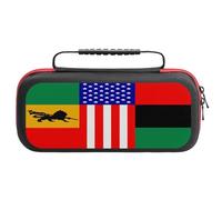 African U.S. Unity Flag Portable Carrying Case for Switch Protective Travel EVA Hard Shells Game Card Storage Pouch Bag