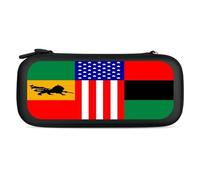 African U.S. Unity Flag Portable Carrying Case for Switch Protective Travel Hard Shells Game Card Storage Pouch Bag